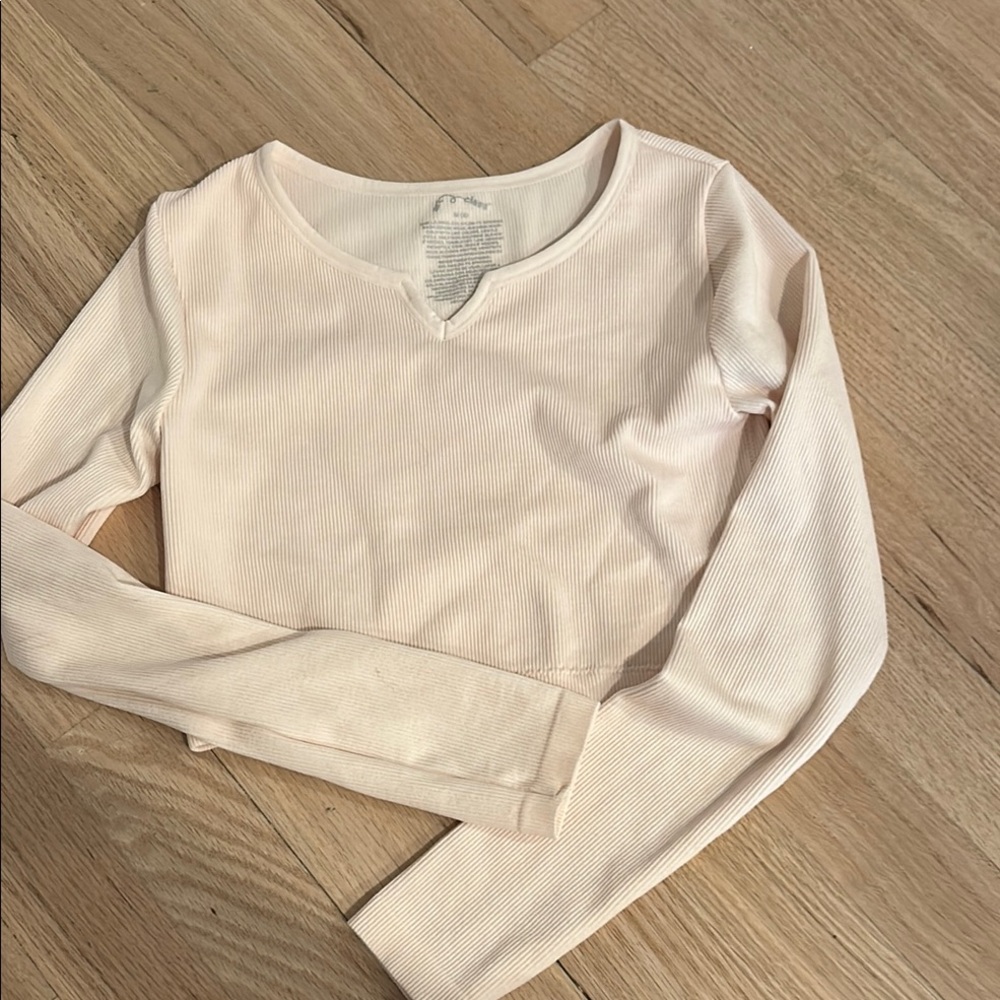 Light Pink Long Sleeve Ribbed crop Top